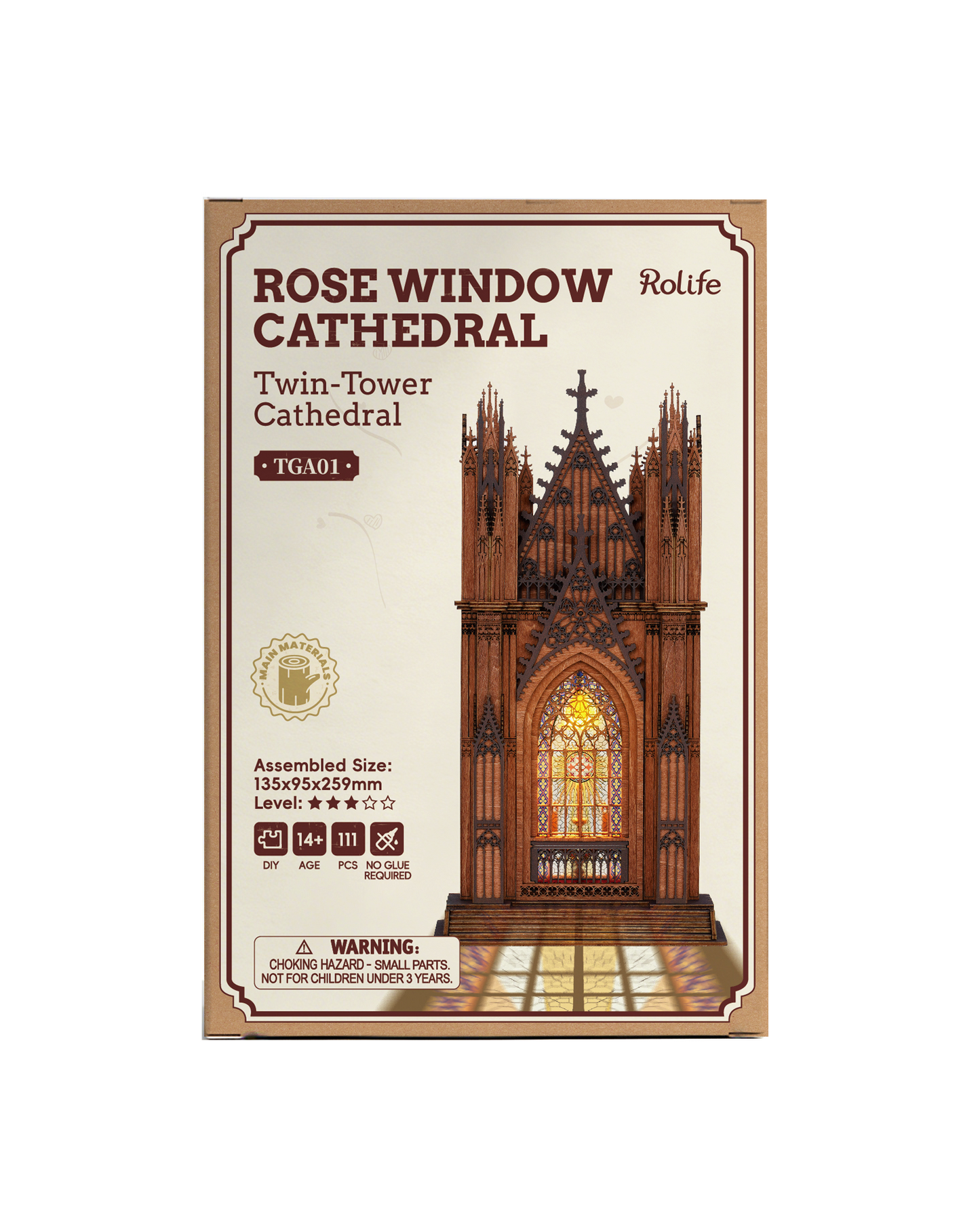 Rolife Twin-Tower Cathedral 3D Wooden Puzzle Kit (TGA01)