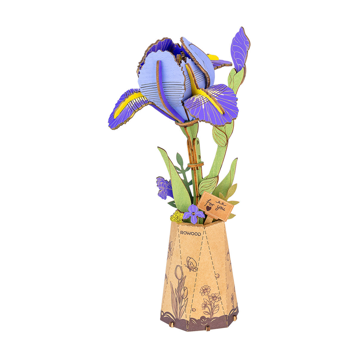 Rowood Purple Iris DIY Flower 3D Wooden Puzzle TW121