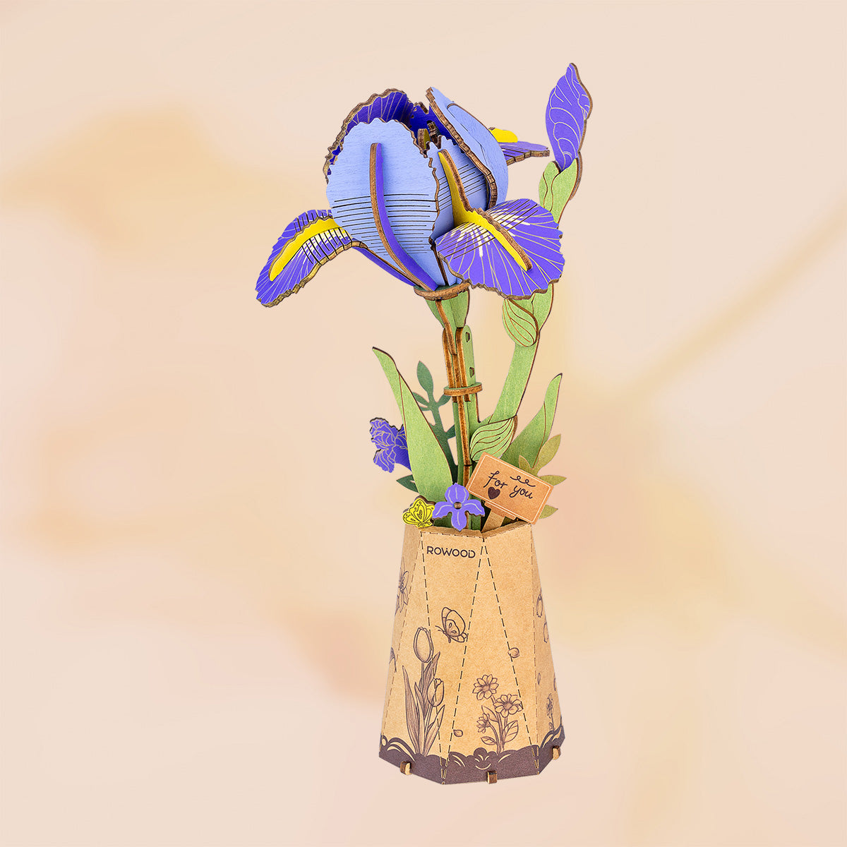 Rowood Purple Iris DIY Flower 3D Wooden Puzzle TW121