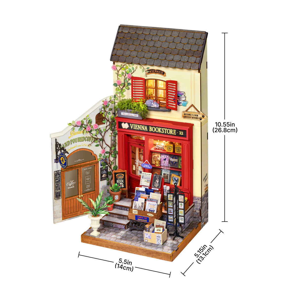 Rolife DIY Miniature House – Vienna Bookstore Wooden Puzzle Kit (DG183)