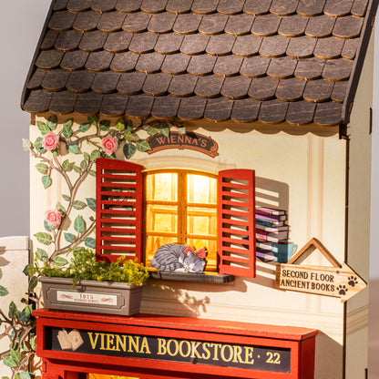 Rolife DIY Miniature House – Vienna Bookstore Wooden Puzzle Kit (DG183)