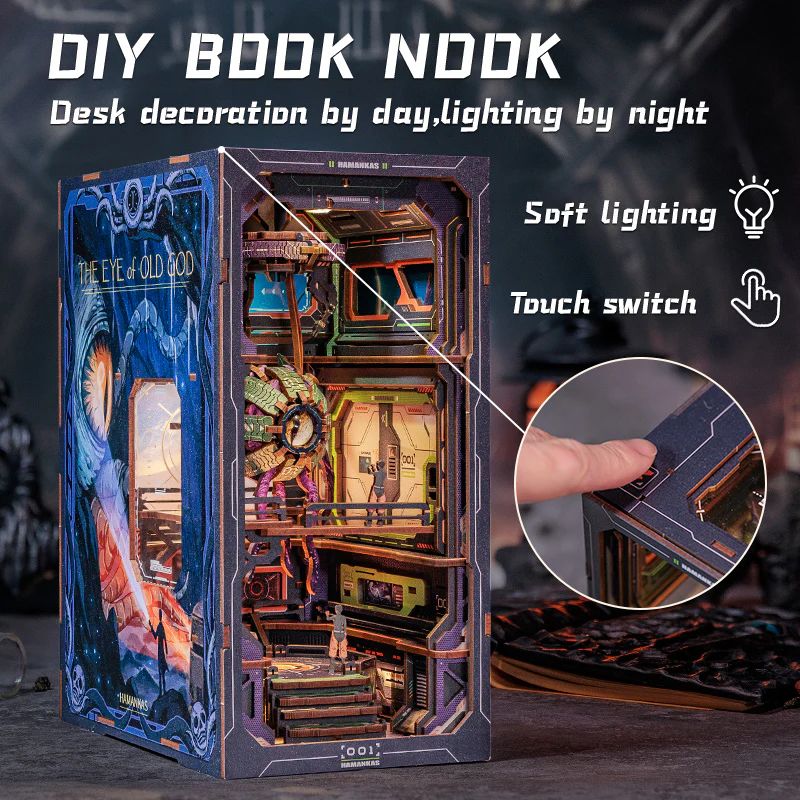 CUTEBEE DIY Book Nook Kit – The Eye of Old God Wooden Shelf Insert (PT01B-Y)