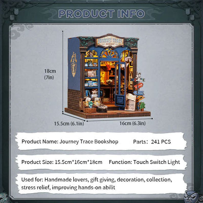 CUTEBEE DIY Book Nook Kit – Journey Trace Bookshop Wooden Shelf Insert (CWGC204-Y)