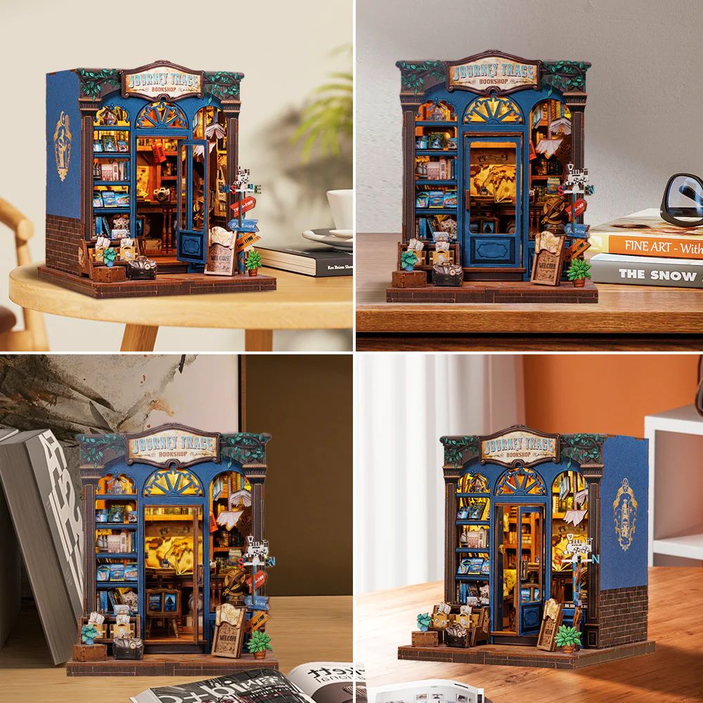 CUTEBEE DIY Book Nook Kit – Journey Trace Bookshop Wooden Shelf Insert (CWGC204-Y)