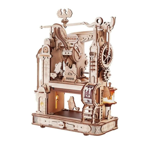3D Wooden Printing Press Puzzle Kit: DIY STEM Model Desk Decor