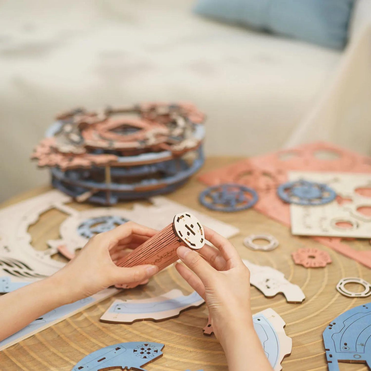 Handmade Romantic Note Wall Clock – Mechanical Gear 3D Wooden Puzzle Clock LC701
