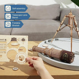 3D Wooden Telescope Puzzle Kit – ROKR Monocular Model DIY Engineering Gift