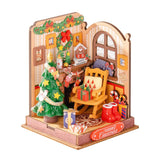 Rolife Christmas Fireplace DIY Miniature House Kit – 73-Piece Wooden Miniature DS041 Gift set