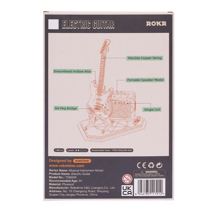 3D Wooden Electric Guitar Puzzle Kit – DIY Music Lover Gift TG605K