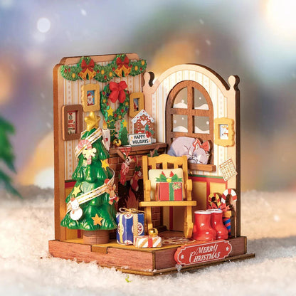ROKR Rolife Christmas Fireplace Miniature House 3D Wooden Puzzle DS041