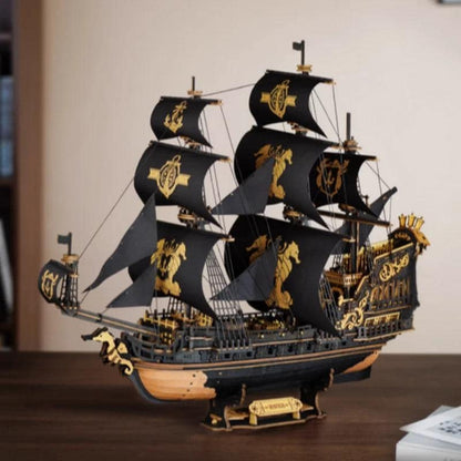 Rokr Seahorse Barque DIY 3D Wooden Ship Puzzle –  Model Kit For Gift & Home Decor