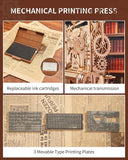 3D Wooden Printing Press Puzzle Kit: DIY STEM Model Desk Decor