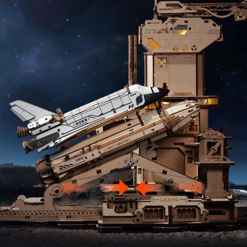 ROKR Space Shuttle 3D Wooden Puzzle Kit LKA02 -LED Launch Pad Model