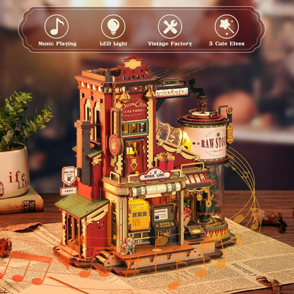 ROKR Dream Gift Factory Model DIY Kit- 3D Wooden Music Box Puzzle Gift