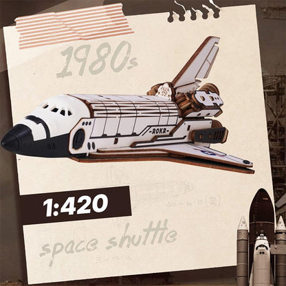 ROKR Space Shuttle 3D Wooden Puzzle Kit LKA02 -LED Launch Pad Model