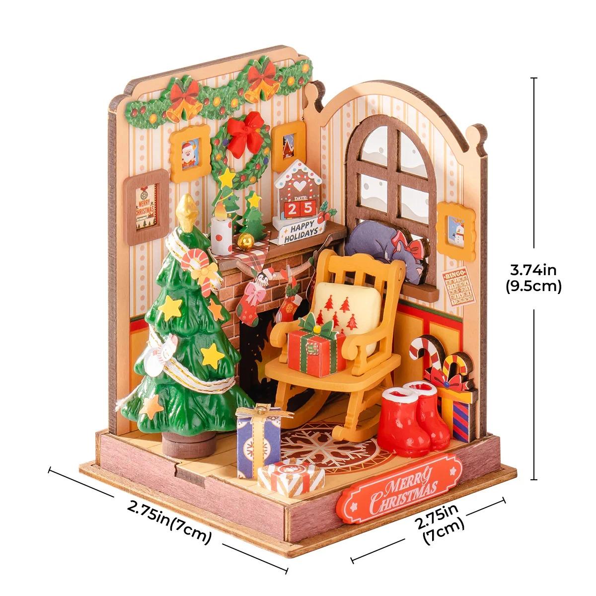 ROKR Rolife Christmas Fireplace Miniature House 3D Wooden Puzzle DS041