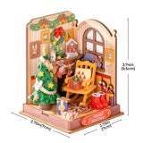 Rolife Christmas Fireplace DIY Miniature House Kit – 73-Piece Wooden Miniature DS041 Gift set