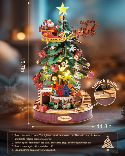 ROKR Rolife Christmas Melody Tree 3D Wooden Music Box Puzzle AMS01
