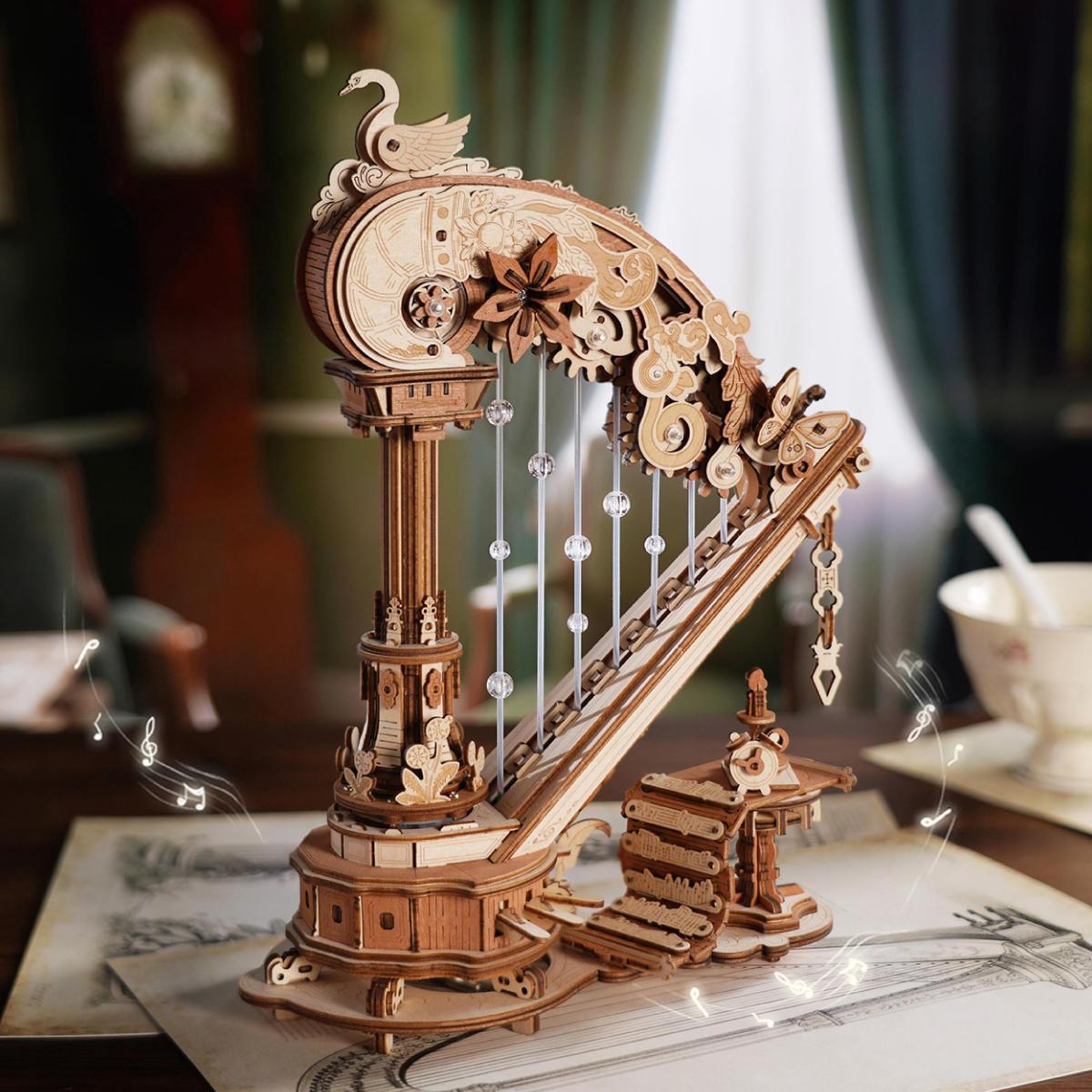 ROKR Magic Harp Wooden Music Box Mechanical 3D Wooden Puzzle AMK71