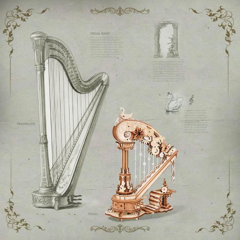 ROKR Magic Harp Wooden Music Box Mechanical 3D Wooden Puzzle AMK71