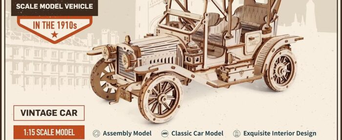 ROKR Vintage Car 3D Wooden Puzzle - Image 2