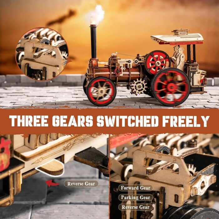 ROKR Steam Engine Mechanical 3D Wooden Puzzle - Image 4