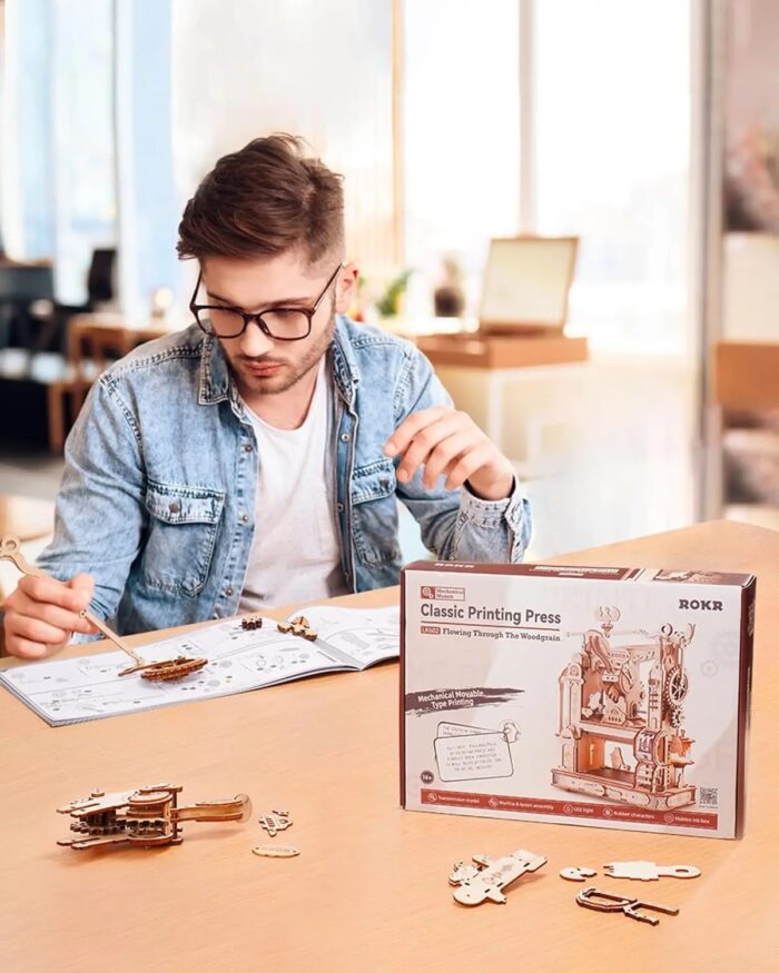 ROKR Classic Printing Press 3D Wooden Puzzle - Image 3