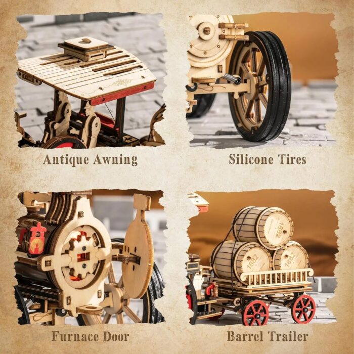 ROKR Steam Engine Mechanical 3D Wooden Puzzle - Image 5