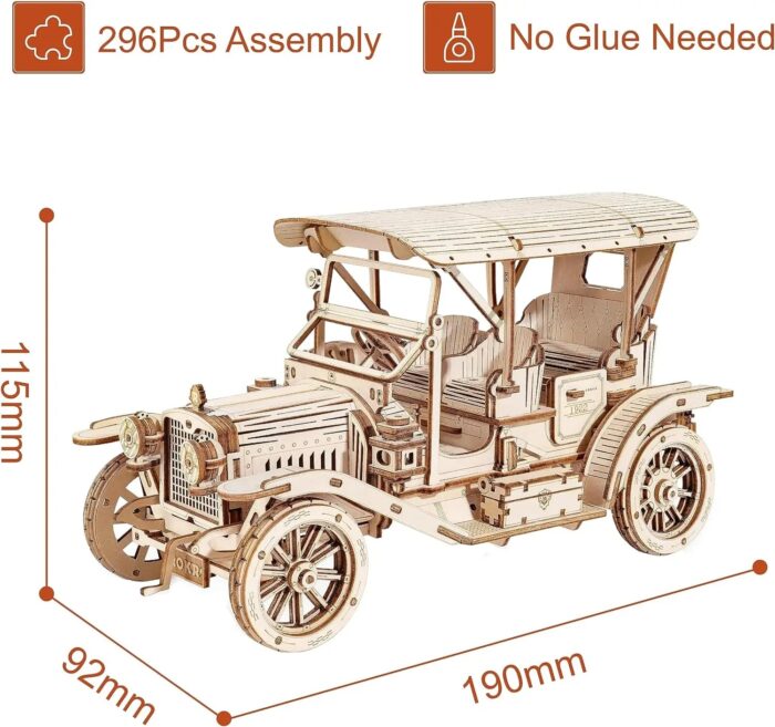 ROKR Vintage Car 3D Wooden Puzzle - Image 4